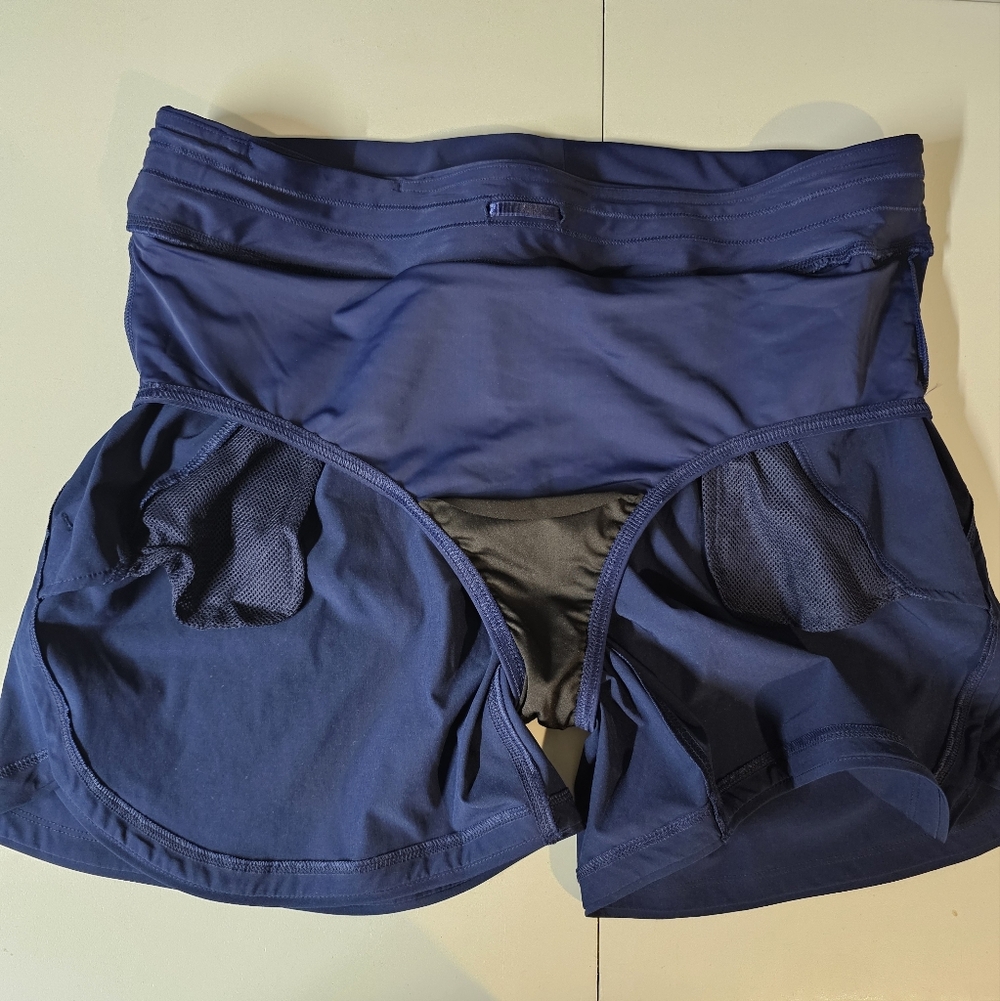 Lands' End Swim Shorts Size 16 Navy Blue Pockets Full Bottom - Picture 4 of 11